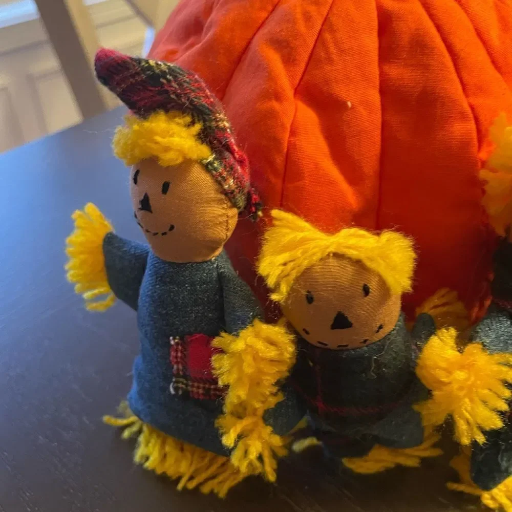 Vintage Pier 1 Soft Pumpkin and Scarecrow Family